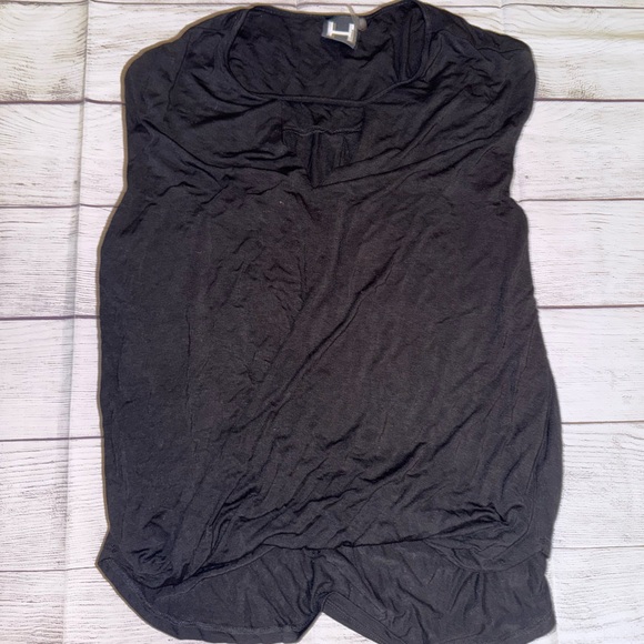 Women'sBordeaux Black Tank Top with Cut out Design - Picture 1 of 5